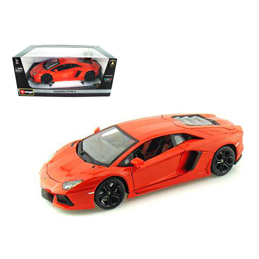 2012 Lamborghini Aventador Lp700-4 Orange 1/18 Diecast Model Car By Bburago 11033or