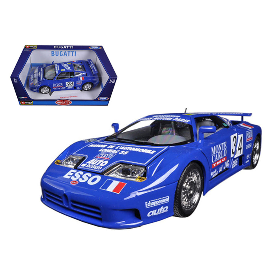 Bugatti Eb 110 Blue #34 La Mini Mineria 1/18 Diecast Car Model By Bburago 11039