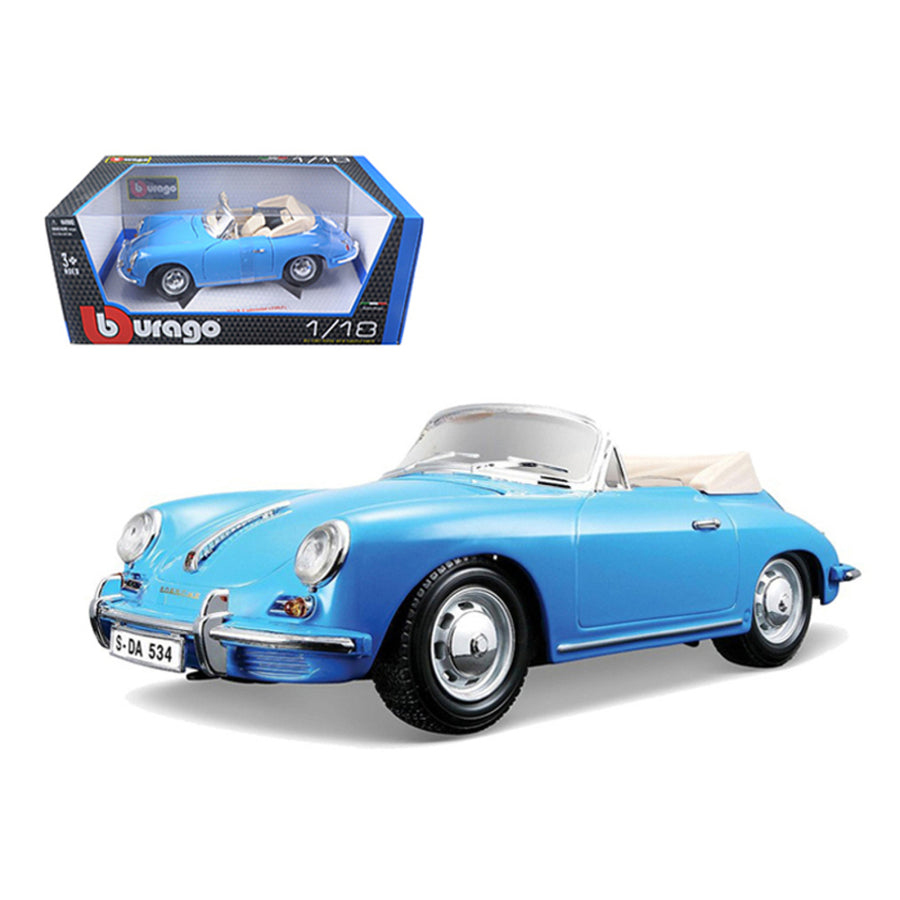 1961 Porsche 356b Convertible Blue 1/18 Diecast Car Model By Bburago 12025bl