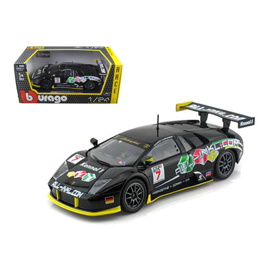 Lamborghini Murcielago Fia Gt #7 Black 1/24 Diecast Car Model By Bburago 28001bk