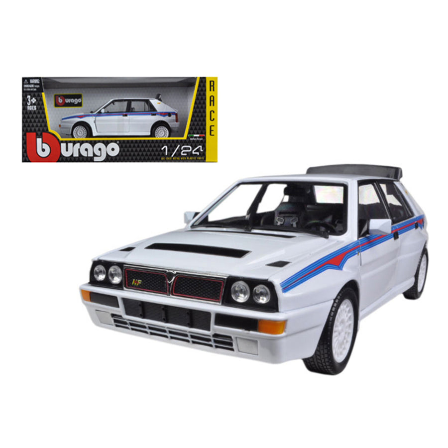 Lancia Delta Integrale Hf White With Martini Stripes 1/24 Diecast Car Model By Bburago 28006wh
