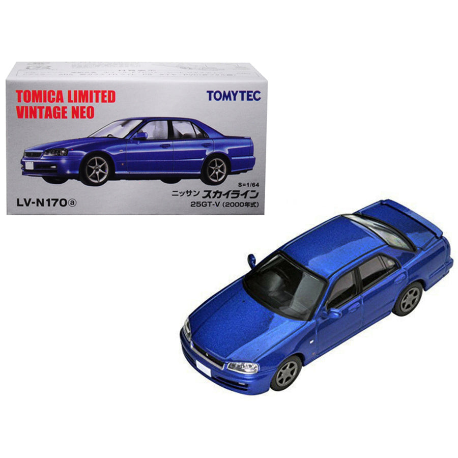 2000 Nissan Skyline 25gt-v Rhd (right Hand Drive) Metallic Blue 1/64 Diecast Model Car By Tomytec 288633