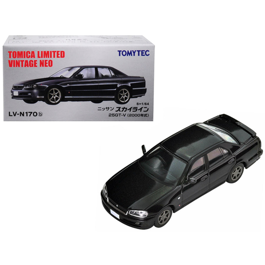 2000 Nissan Skyline 25gt-v Rhd (right Hand Drive) Metallic Black 1/64 Diecast Model Car By Tomytec 288640