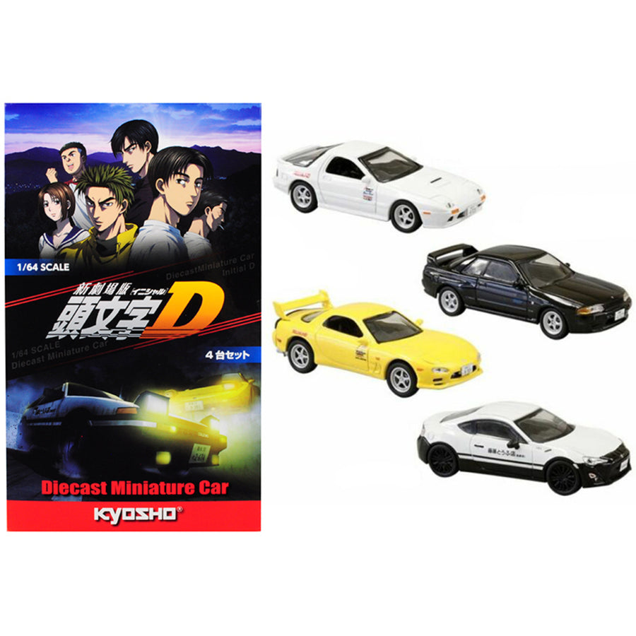 Set Of 4 Cars From Initial D (2016) Movie 1/64 Diecast Model Cars By Kyosho K07057a6