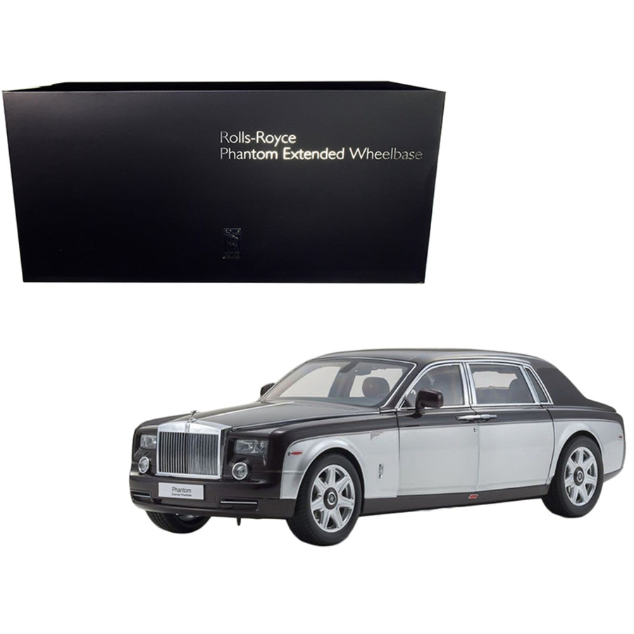 Rolls Royce Phantom Extended Wheelbase Dark Red And Silver 1/18 Diecast Model Car By Kyosho 08841drb
