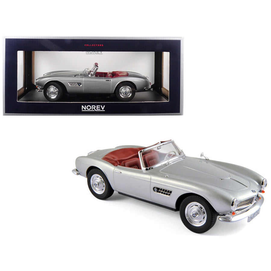 1956 Bmw 507 Silver Metallic With Red Interior 1/18 Diecast Model Car By Norev 183230