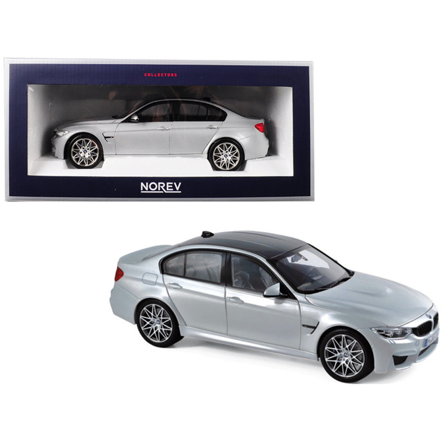 2017 Bmw M3 Competition Package Silver With Black Top 1/18 Diecast Model Car By Norev 183235