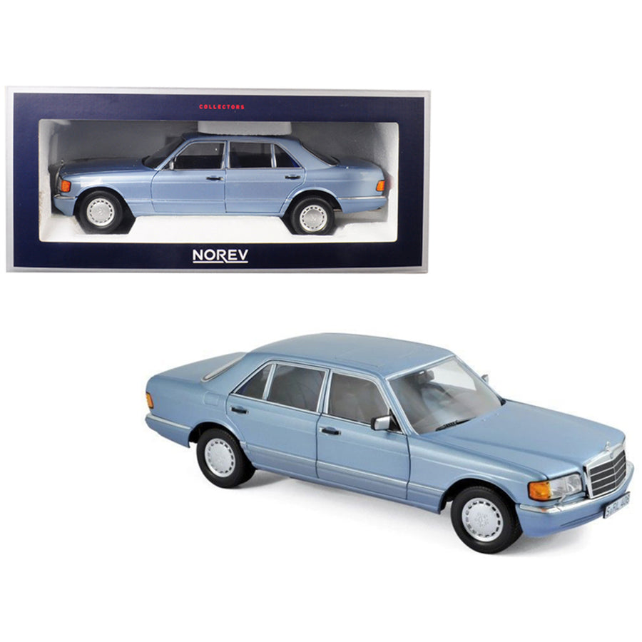 1991 Mercedes Benz 560 Sel Pearl Blue Metallic 1/18 Diecast Model Car By Norev 183464
