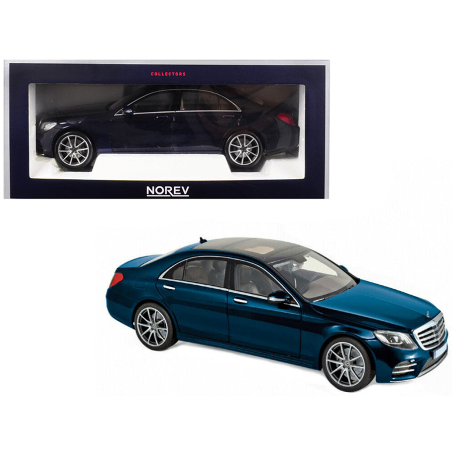 2018 Mercedes Benz S Class Amg Line With Sunroof Metallic Dark Blue 1/18 Diecast Model Car By Norev 183478