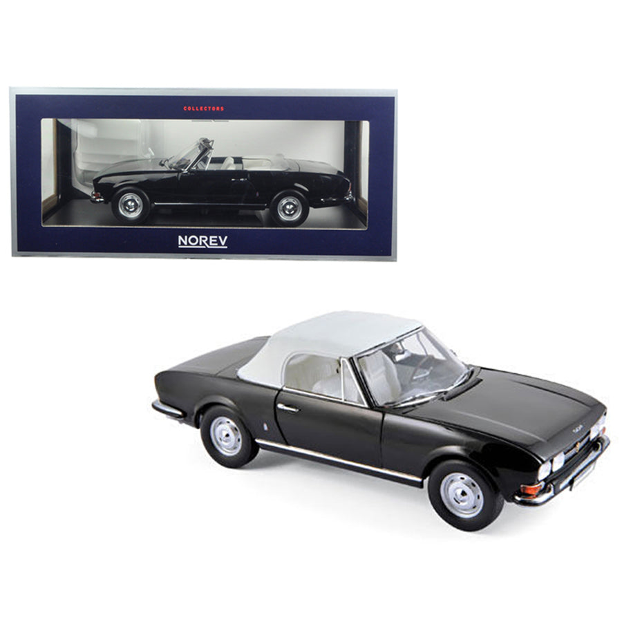 1971 Peugeot 504 Cabriolet Black 1/18 Diecast Model Car By Norev 184784
