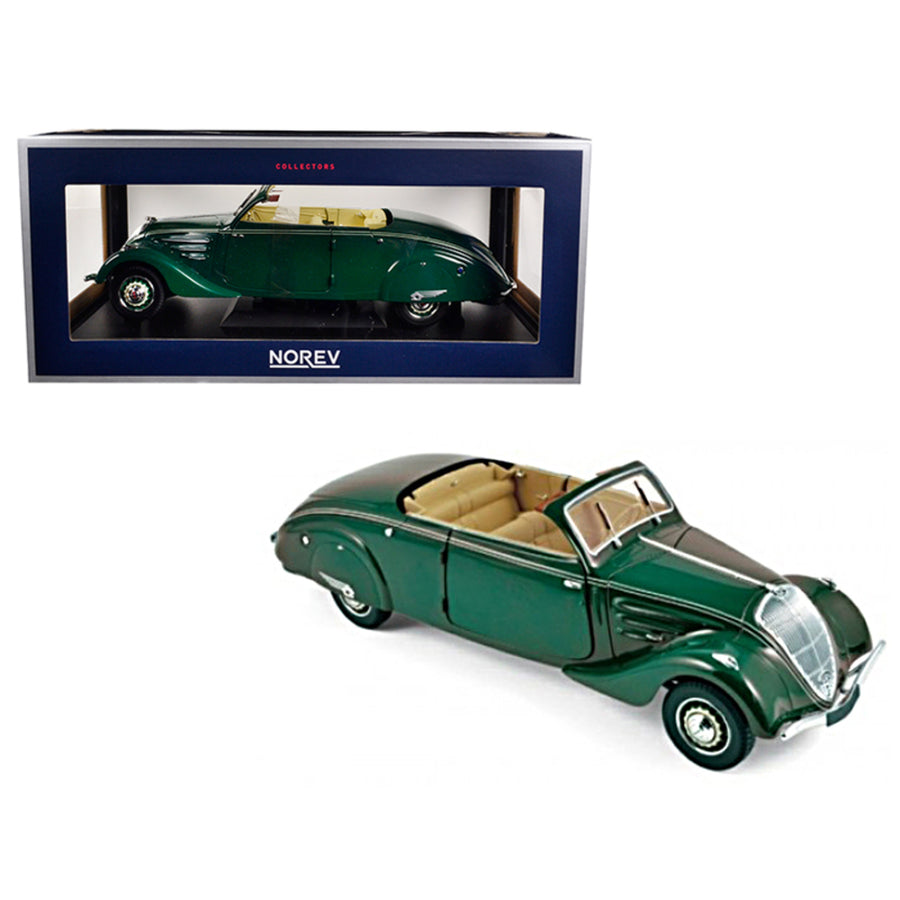 1937 Peugeot 402 Eclipse Dark Green 1/18 Diecast Model Car By Norev 184871