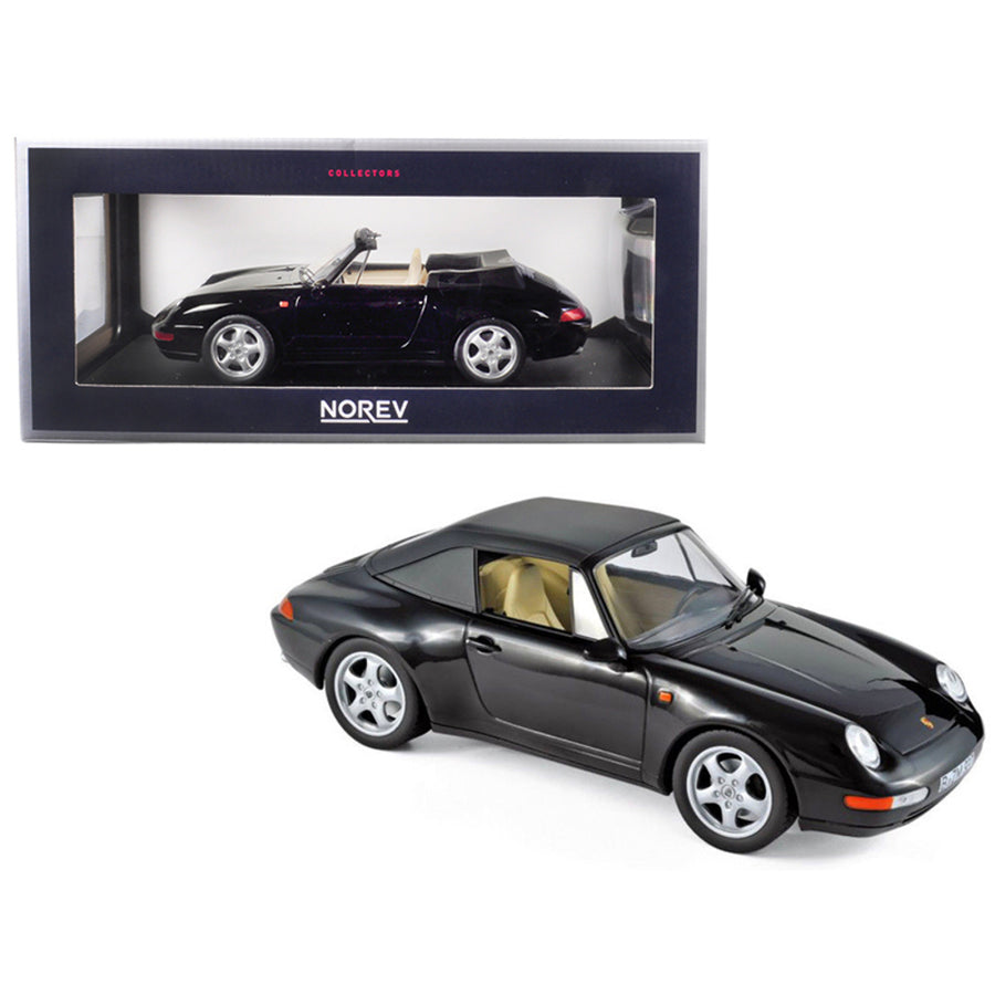 1993 Porsche 911 Carrera Cabriolet Black 1/18 Diecast Model Car By Norev 187595