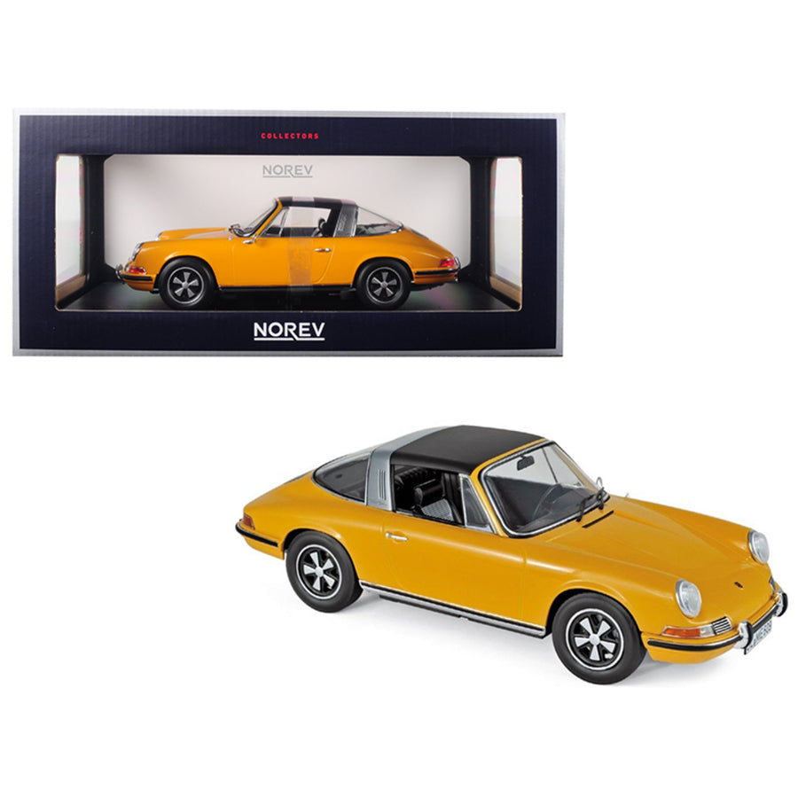 1969 Porsche 911 E Targa Orange With Black Top 1/18 Diecast Model Car By Norev 187633