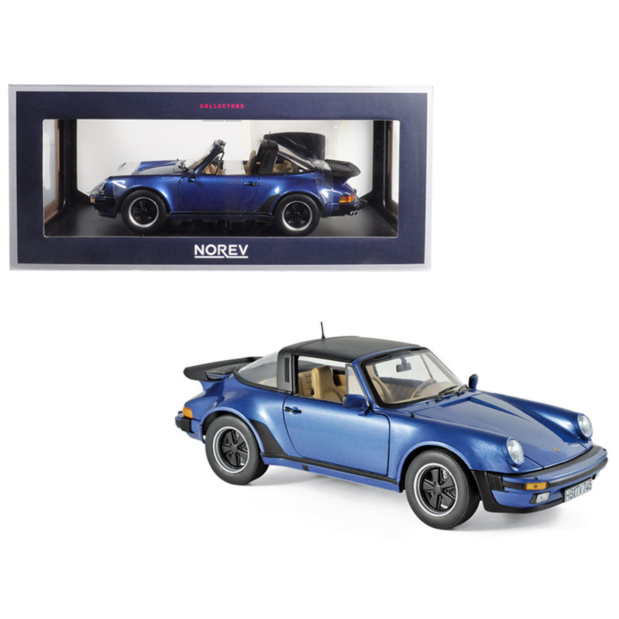 1987 Porsche 911 Turbo Targa 3.3 Blue Metallic 1/18 Diecast Model Car By Norev 187663