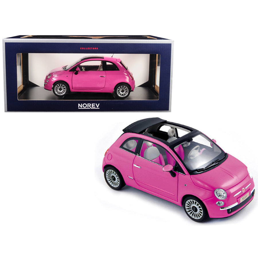 2010 Fiat 500 Pink 1/18 Diecast Model Car By Norev 187752