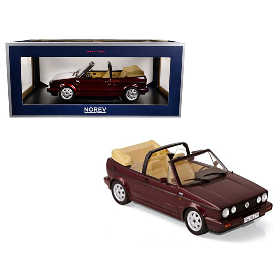 1992 Volkswagen Golf Cabriolet Classic Line Red Metallic 1/18 Diecast Model Car By Norev 188403