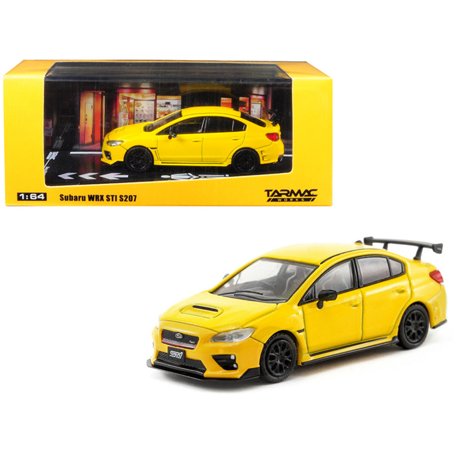 Subaru Wrx Sti S207 Sunrise Yellow 1/64 Diecast Model Car By Tarmac Works T64-016-yl