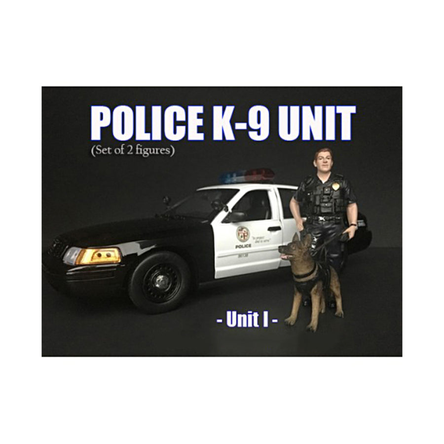 Police Officer Figure With K9 Dog Unit I For 1/18 Scale Models By American Diorama 38163