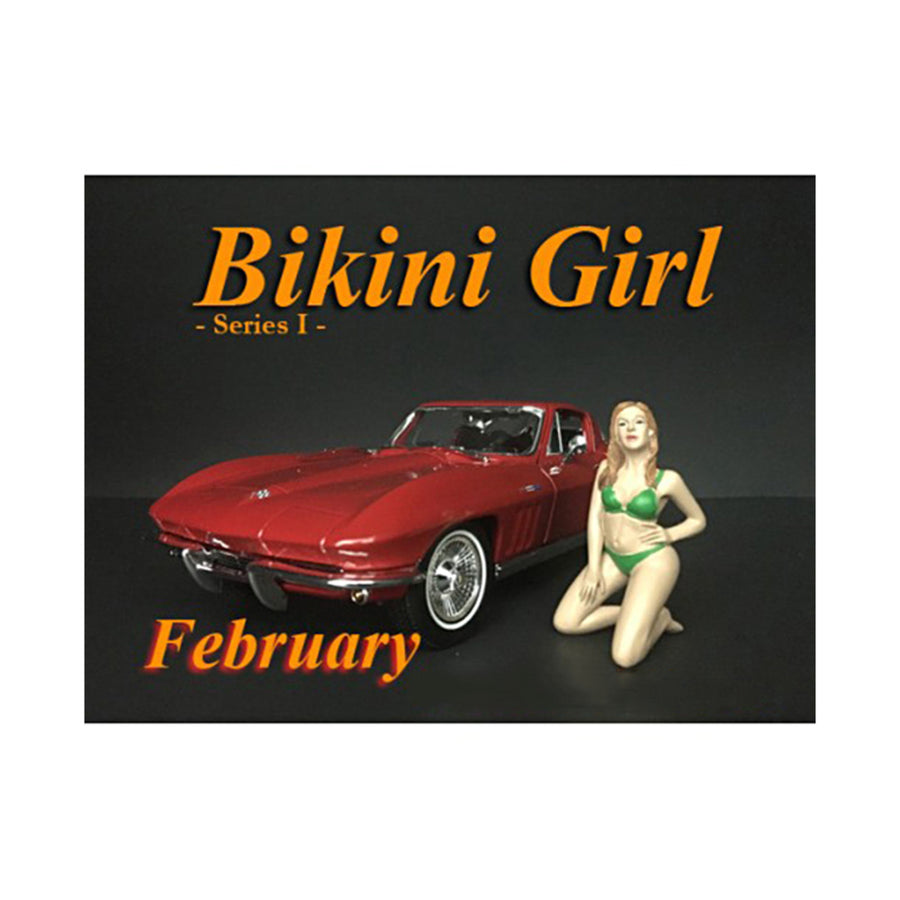 February Bikini Calendar Girl Figure For 1/18 Scale Models By American Diorama 38166