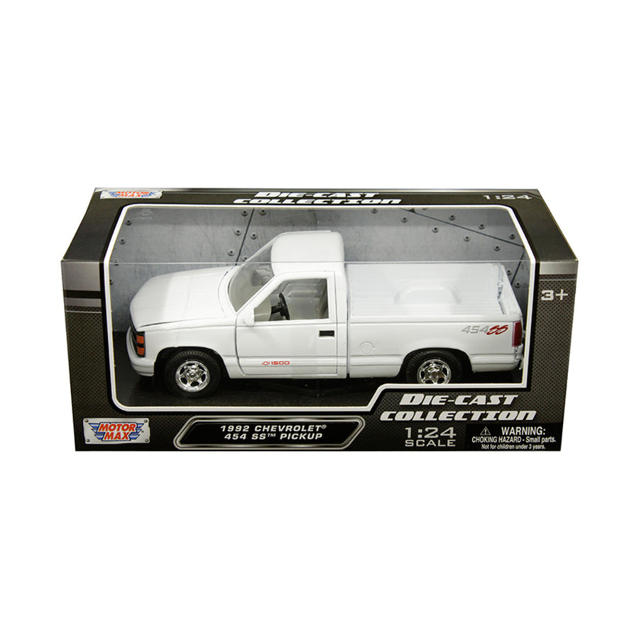 1992 Chevrolet 1500 Ss 454 Pickup Truck White 1/24 Diecast Model By Motormax 73203w