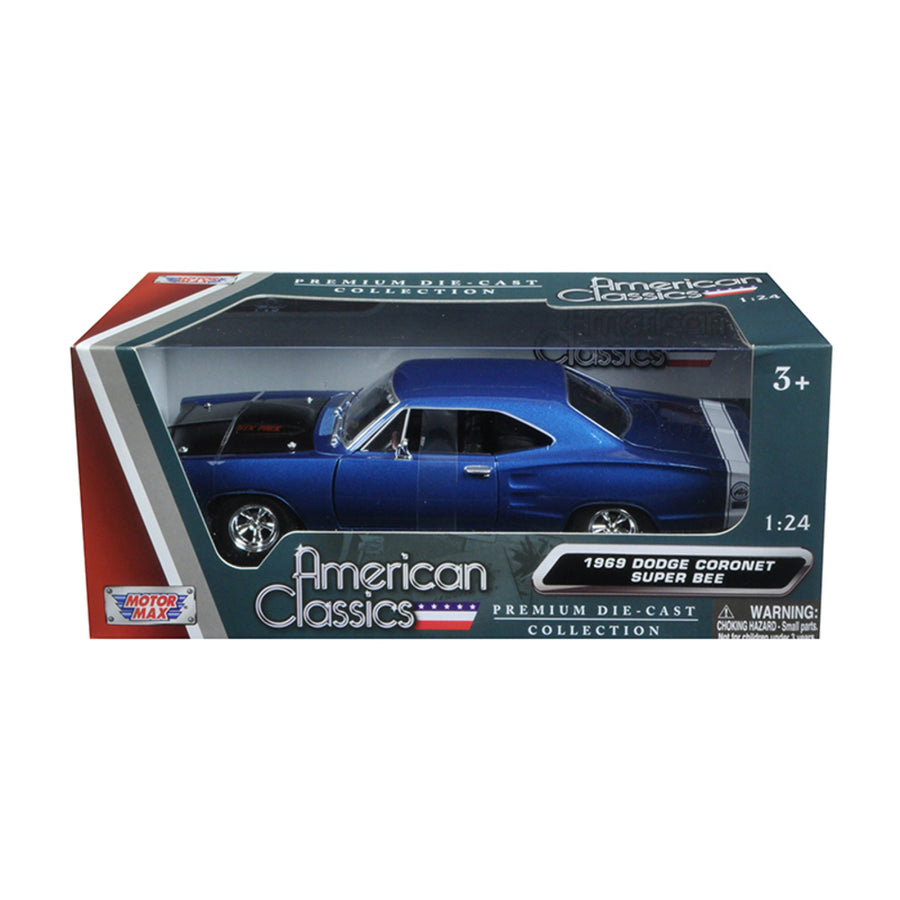 1969 Dodge Coronet Super Bee Blue 1/24 Diecast Model Car By Motormax 73315ac-bl
