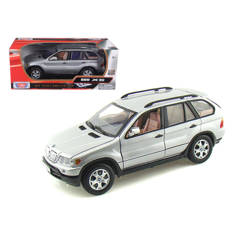 Bmw X5 Silver 1/18 Diecast Model Car By Motormax 73105s