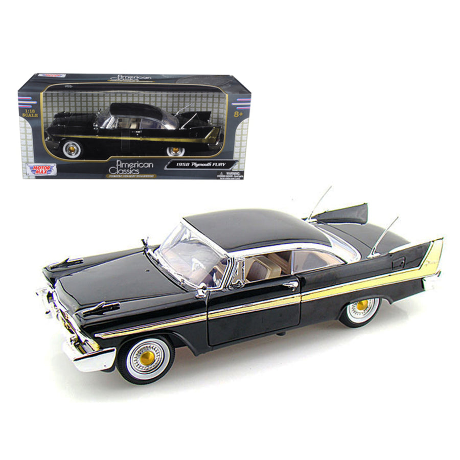 1958 Plymouth Fury Black 1/18 Diecast Model Car By Motormax 73115bk