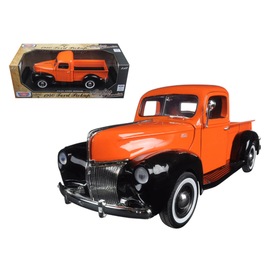 1940 Ford Pickup Truck Orange Timeless Classics 1/18 Diecast Model Car By Motormax 73170or-tc