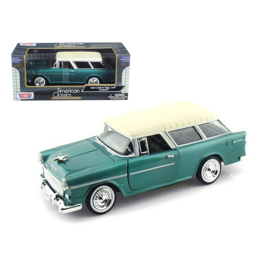 1955 Chevrolet Nomad Green 1/24 Diecast Model Car By Motormax 73248grn
