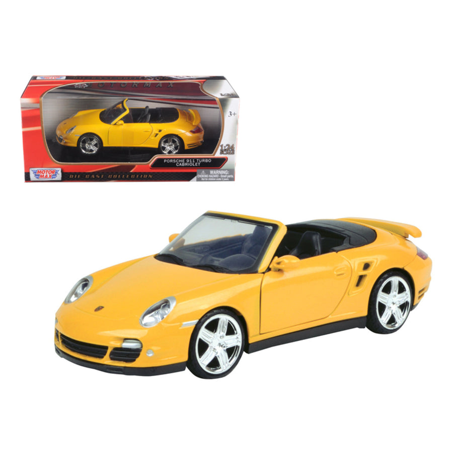 Porsche Carrera 911 997 Turbo Cabriolet Yellow 1/24 Diecast Model Car By Motormax 73348y