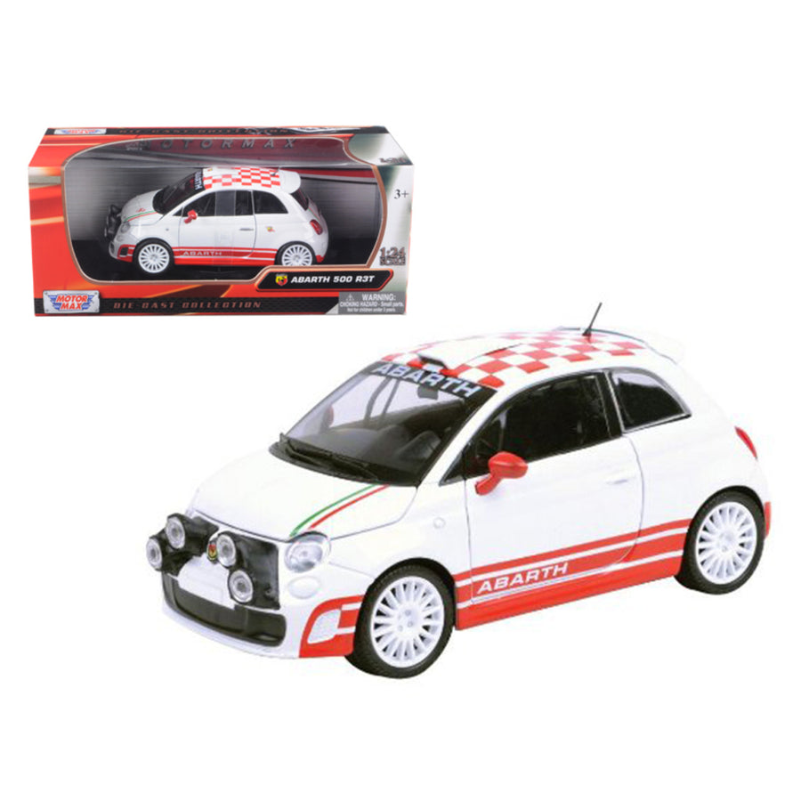 Fiat Abarth 500 R3t White 1/24 Diecast Car Model By Motormax 73379w