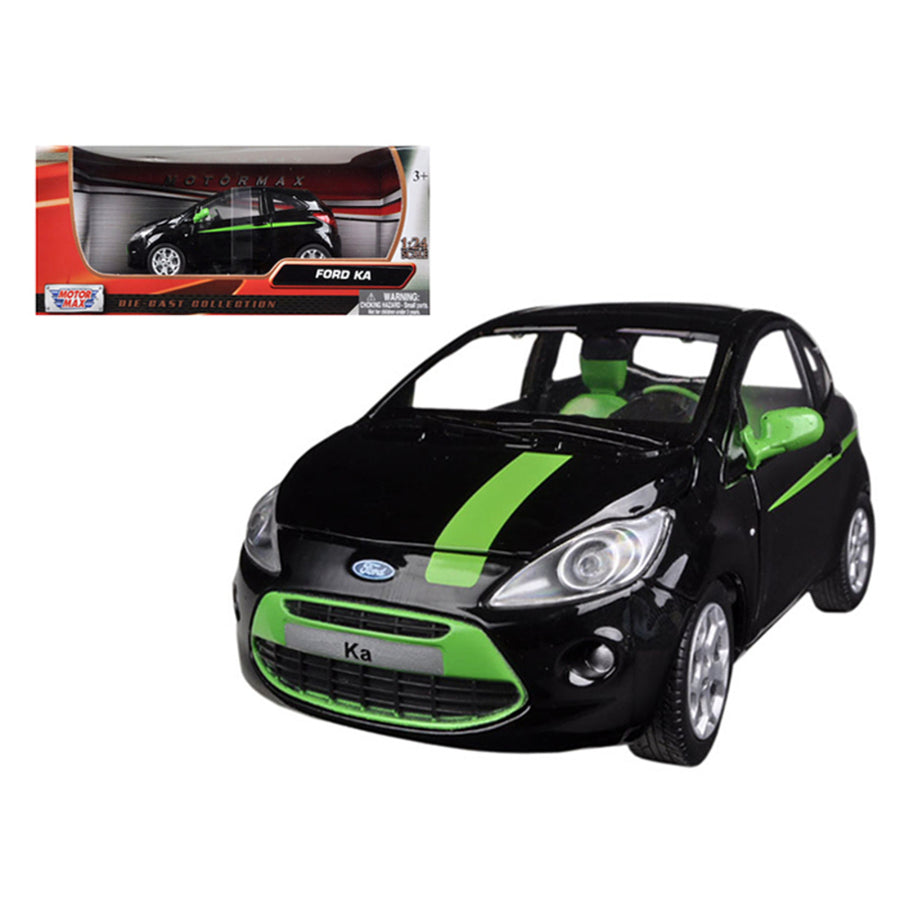 Ford Ka Black And Green 1/24 Diecast Model Car By Motormax 73382bk