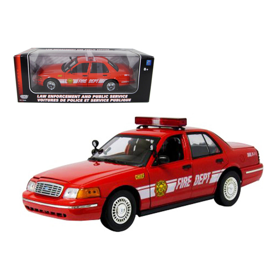 2001 Ford Crown Victoria Fire Chief Car 1/18 Diecast Model Car By Motormax 73530r