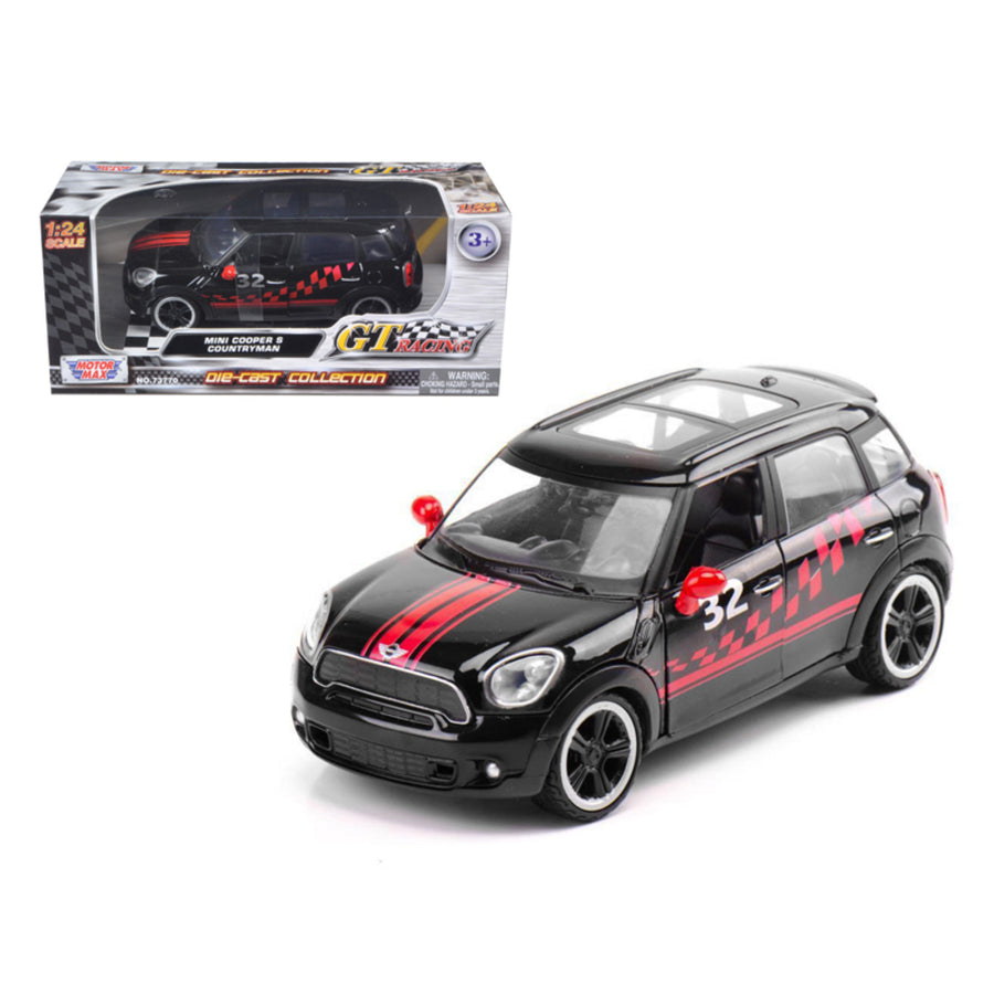Mini Cooper S Countryman Black Racing 1/24 Diecast Car Model By Motormax 73773bk