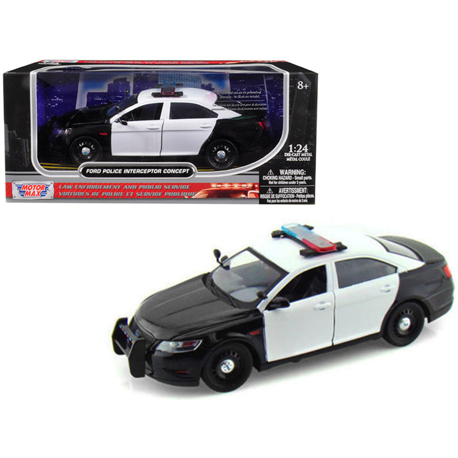 Ford Police Interceptor Concept Car Unmarked Black/white 1/24 Diecast Model Car By Motormax 76925concept