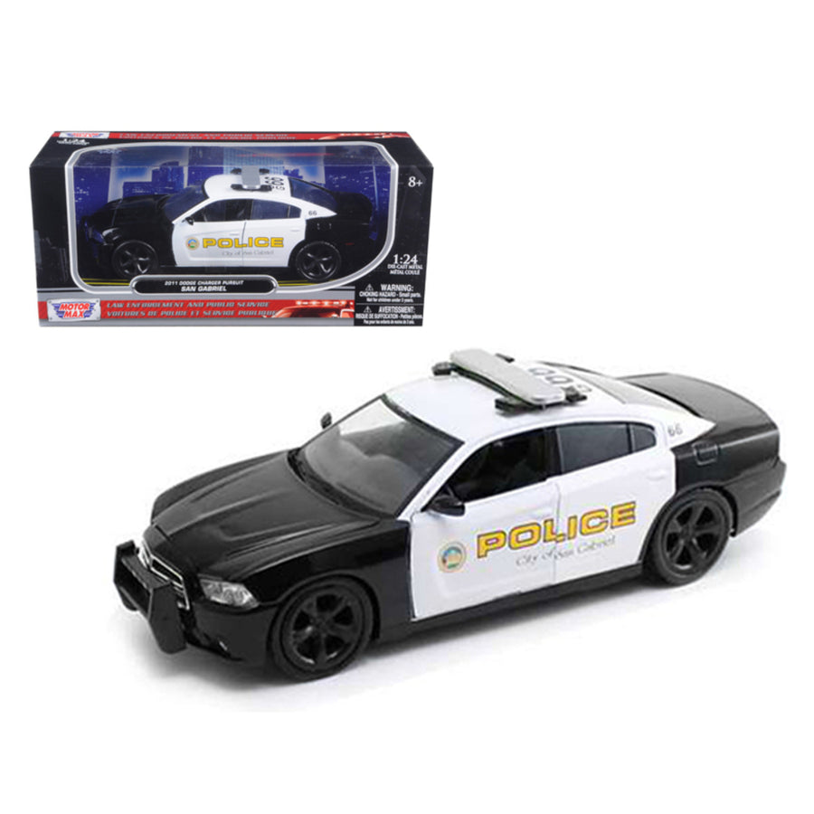 2011 Dodge Charger Pursuit San Gabriel Police Car 1/24 Diecast Car Model By Motormax 76936