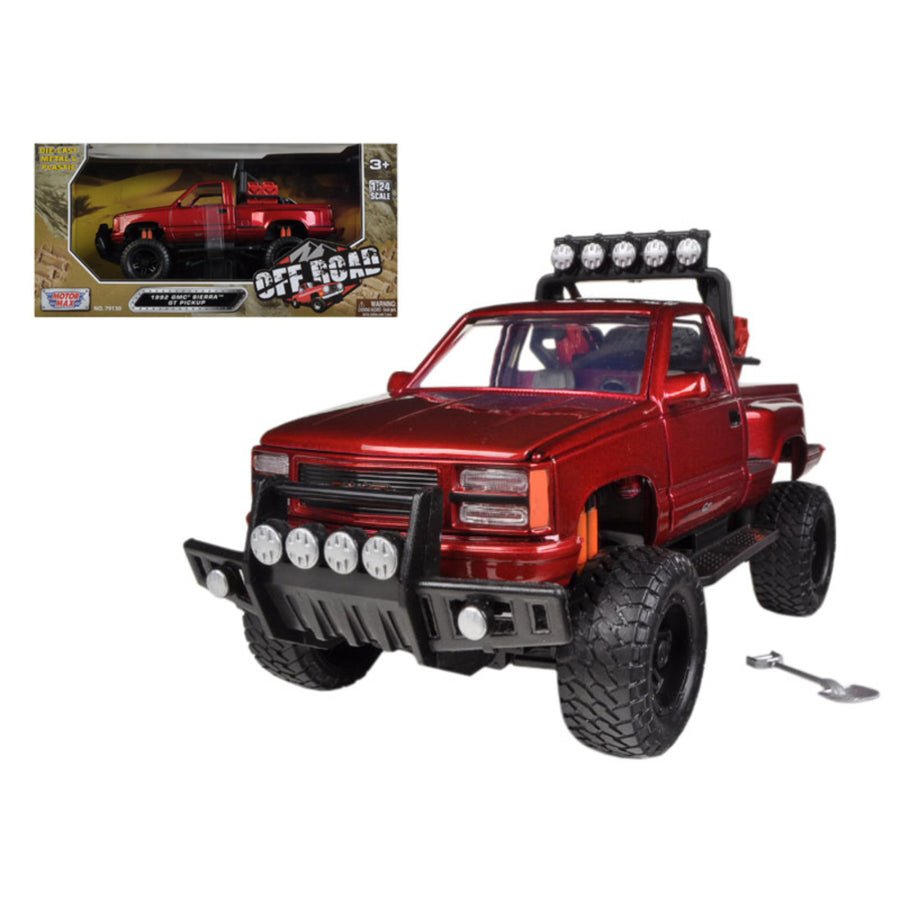 1992 Gmc Sierra Gt Pickup Truck Off Road Red 1/24 Diecast Model By Motormax 79136r