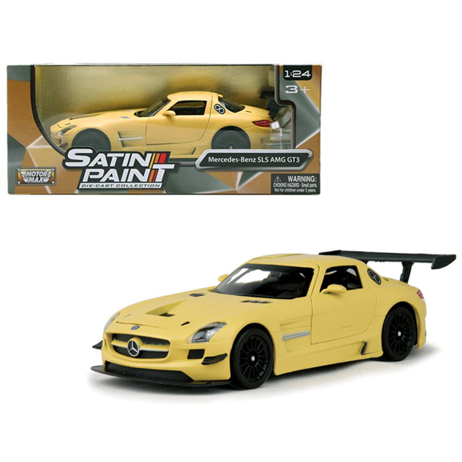 Mercedes Benz Sls Amg Gt3 Matte Yellow 1/24 Diecast Model Car By Motormax 79501y