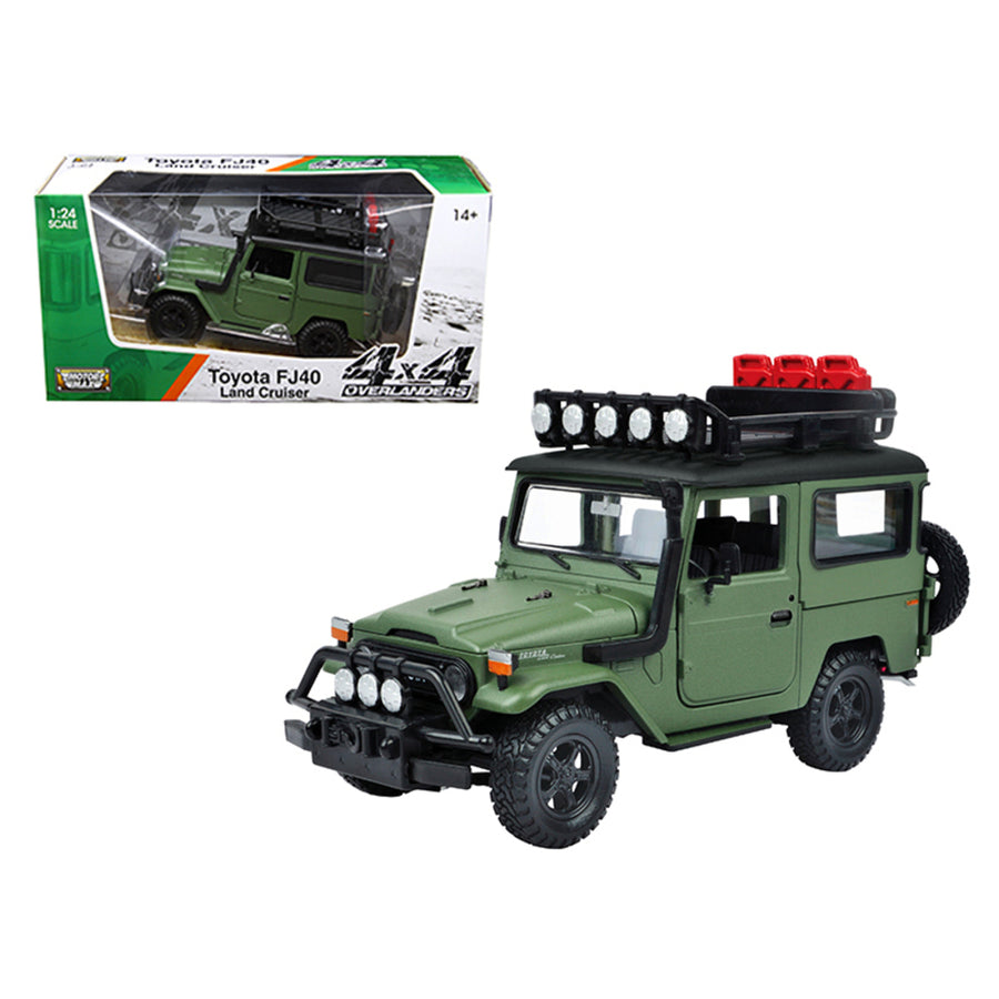 Toyota Fj40 Land Cruiser Matt Green 4x4 Overlanders Series 1/24 Diecast Model Car By Motormax 79137mtgrn