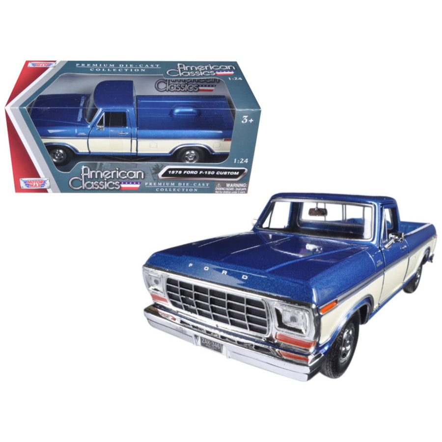 1979 Ford F-150 Pickup Truck 2 Tone Blue/cream 1/24 Diecast Model Car By Motormax 79346ac-blcrm