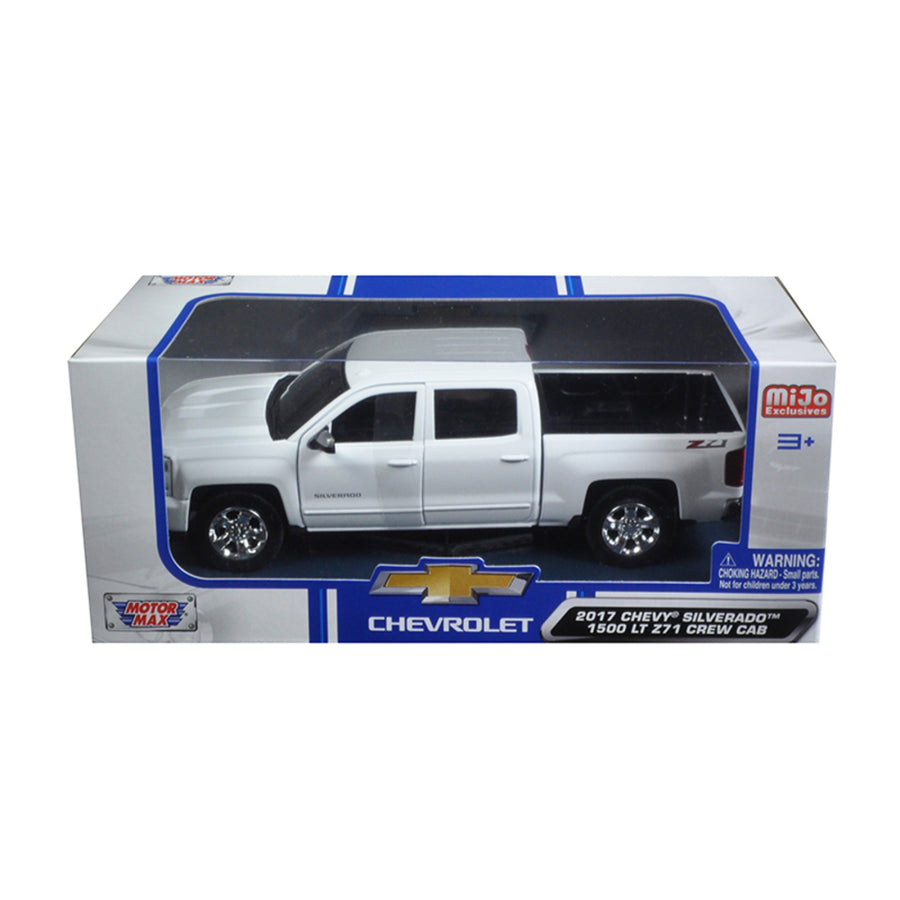 2017 Chevrolet Silverado 1500 Lt Z71 Crew Cab White 1/24 Diecast Model Car By Motormax 79348w