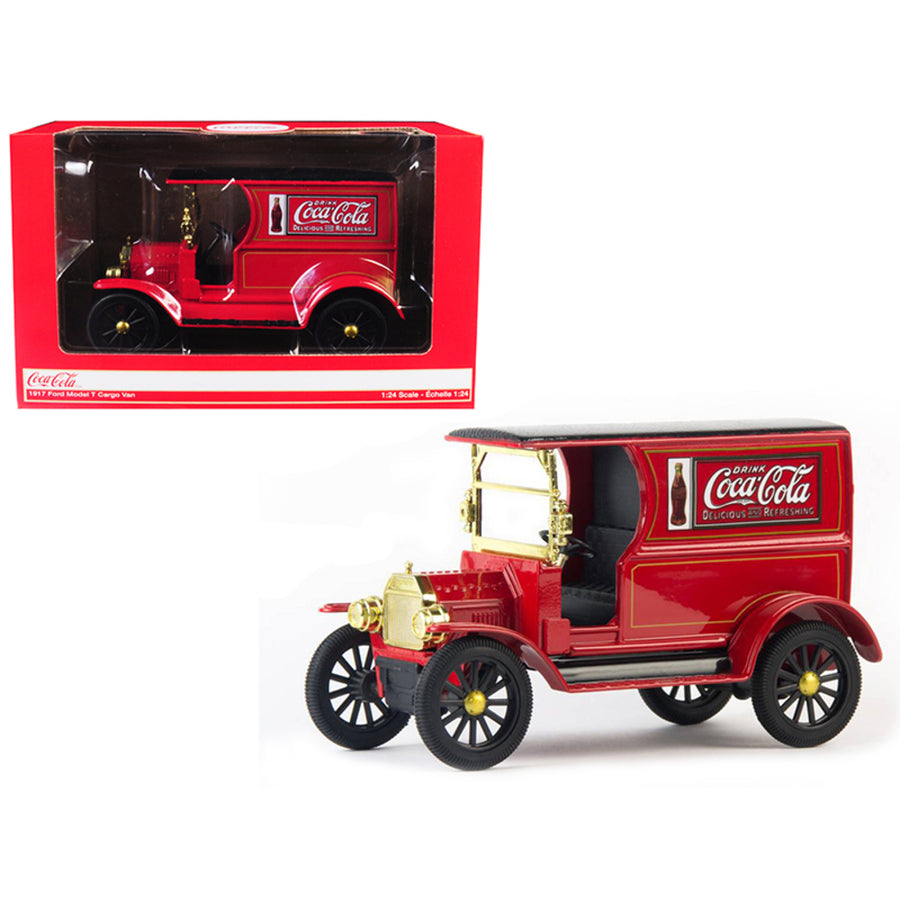 1917 Ford Model T Cargo Van Coca-cola Red With Black Top 1/24 Diecast Model Car By Motorcity Classics 424197