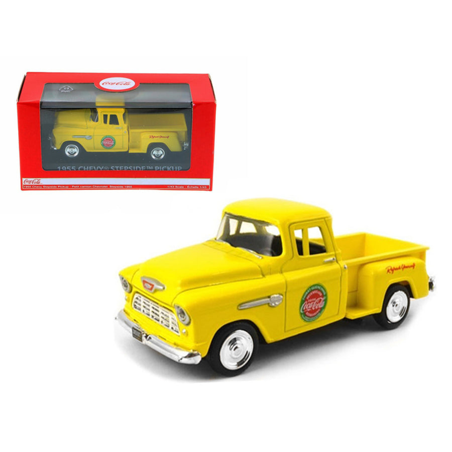 1955 Chevrolet Pickup Truck Stepside Coca Cola Yellow 1/43 Diecast Model By Motorcity Classics 430001