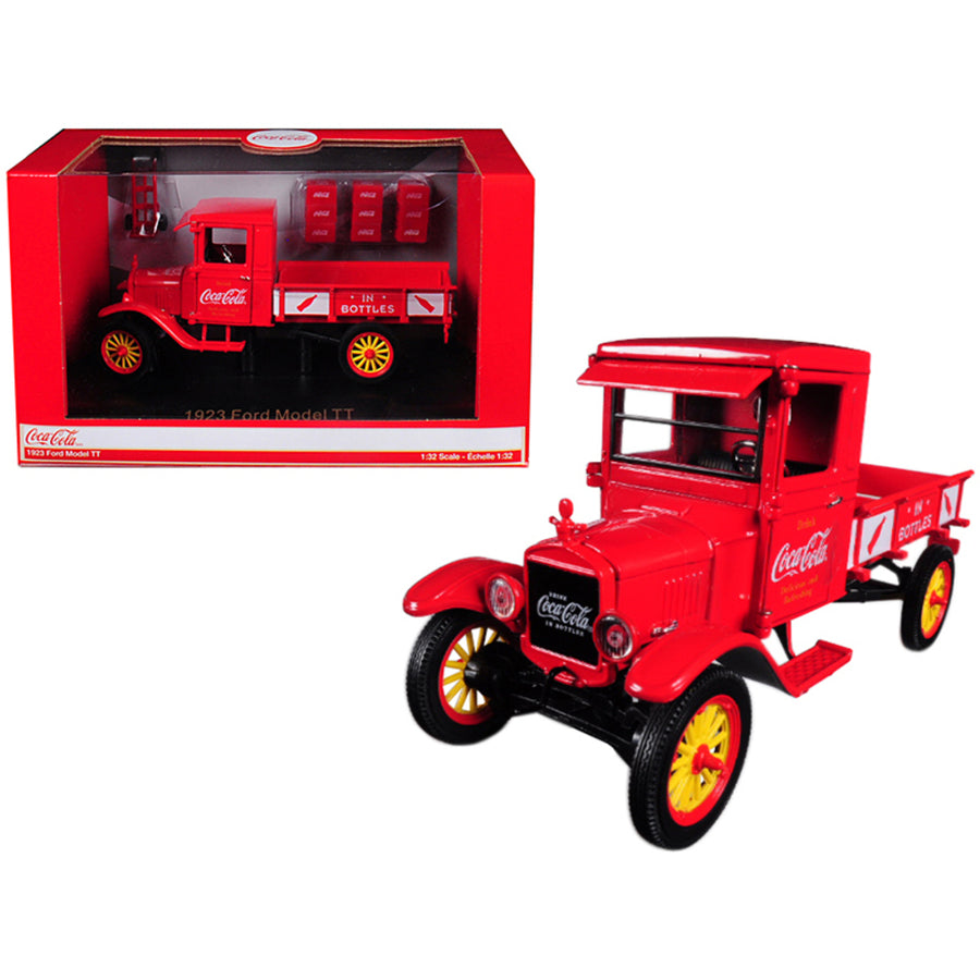 1923 Ford Model Tt Coca-cola Pickup Truck With 9 Coca-cola Cases And A Hand Cart 1/32 Diecast Model Car By Motorcity Classics 432455