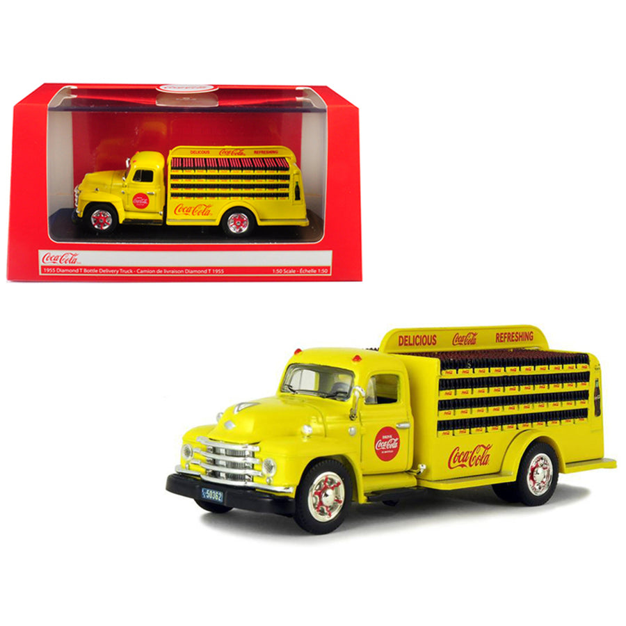 1955 Diamond T Bottle Delivery Truck Coca-cola Yellow 1/50 Diecast Model Car By Motorcity Classics 450055