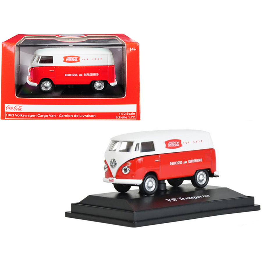 1962 Volkswagen Transporter Cargo Van Coca-cola Red And White 1/72 Diecast Model By Motorcity Classics 472004