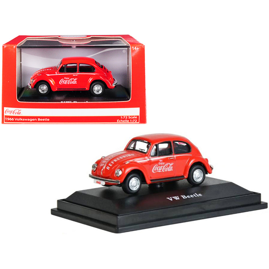 1966 Volkswagen Beetle Coca-cola Red 1/72 Diecast Model Car By Motorcity Classics 472005
