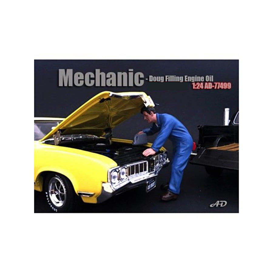 Mechanic Doug Filling Engine Oil Figurine For 1/24 Scale Models By American Diorama 77499