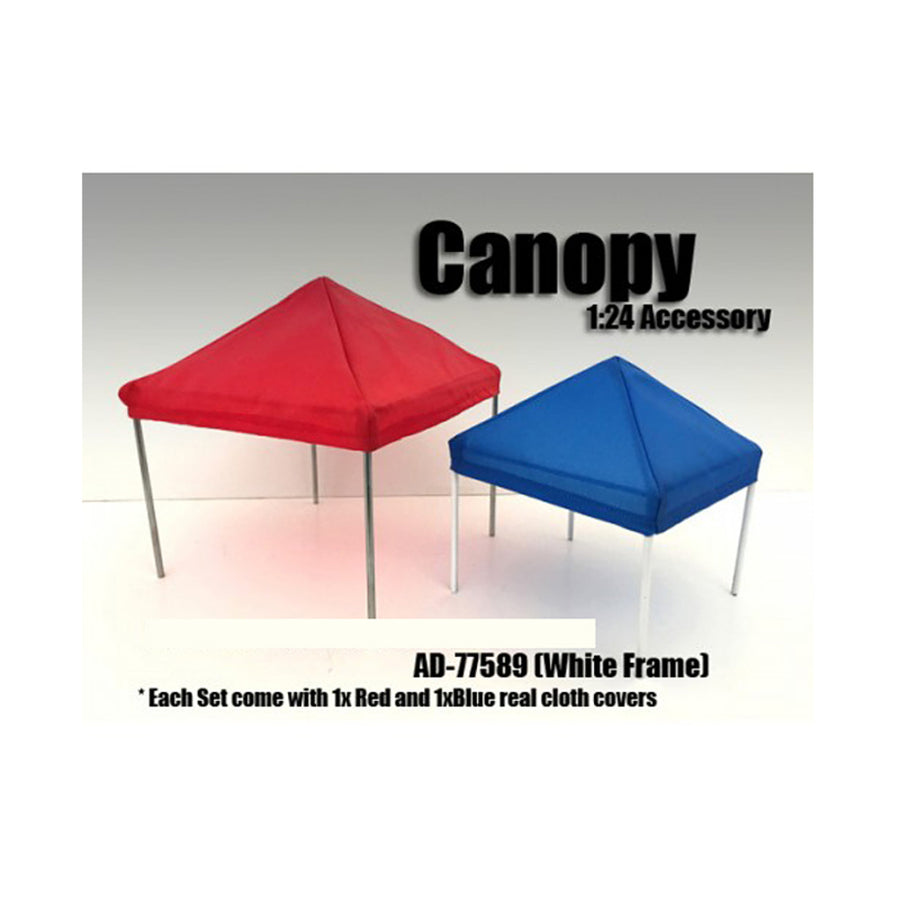 Canopy Accessory Blue And Red With 1 White Frame 1:24 Scale By American Diorama 77589