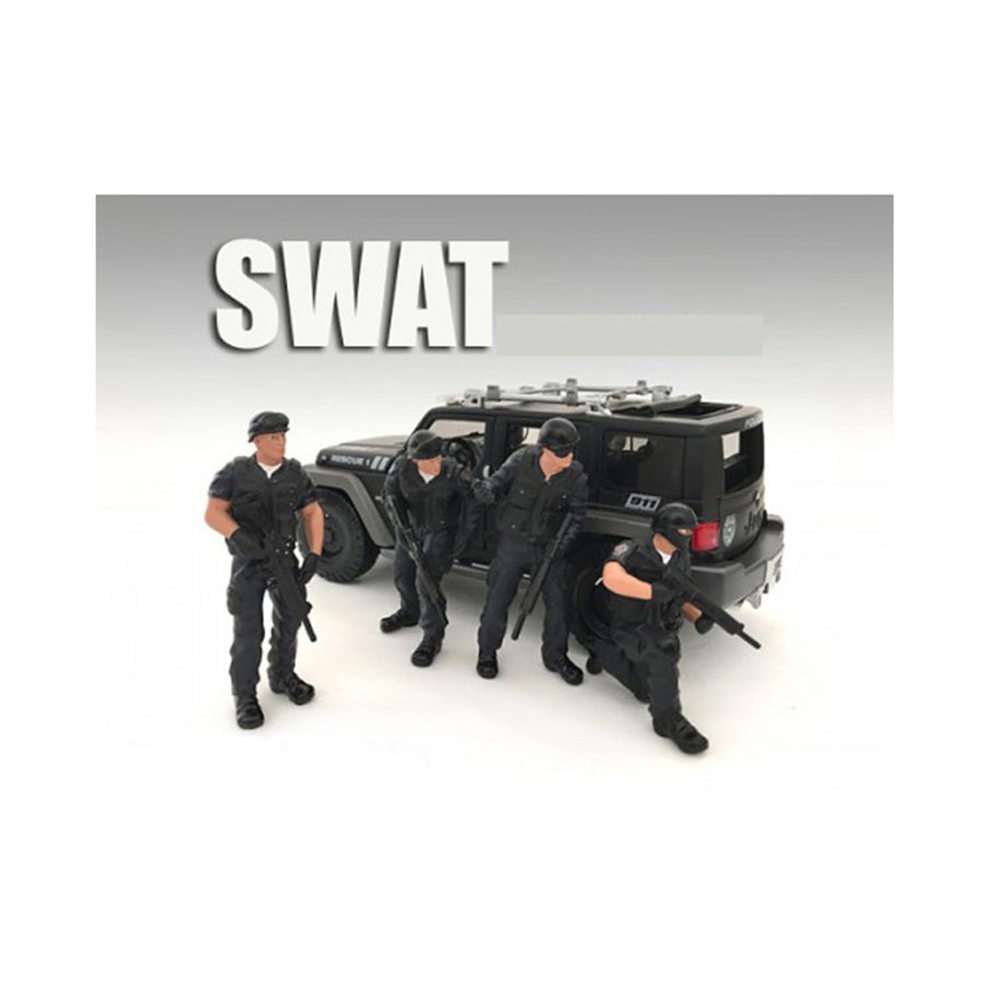 Swat Team 4 Piece Figure Set For 1:18 Scale Models By American Diorama 77418-77419-77420-77421